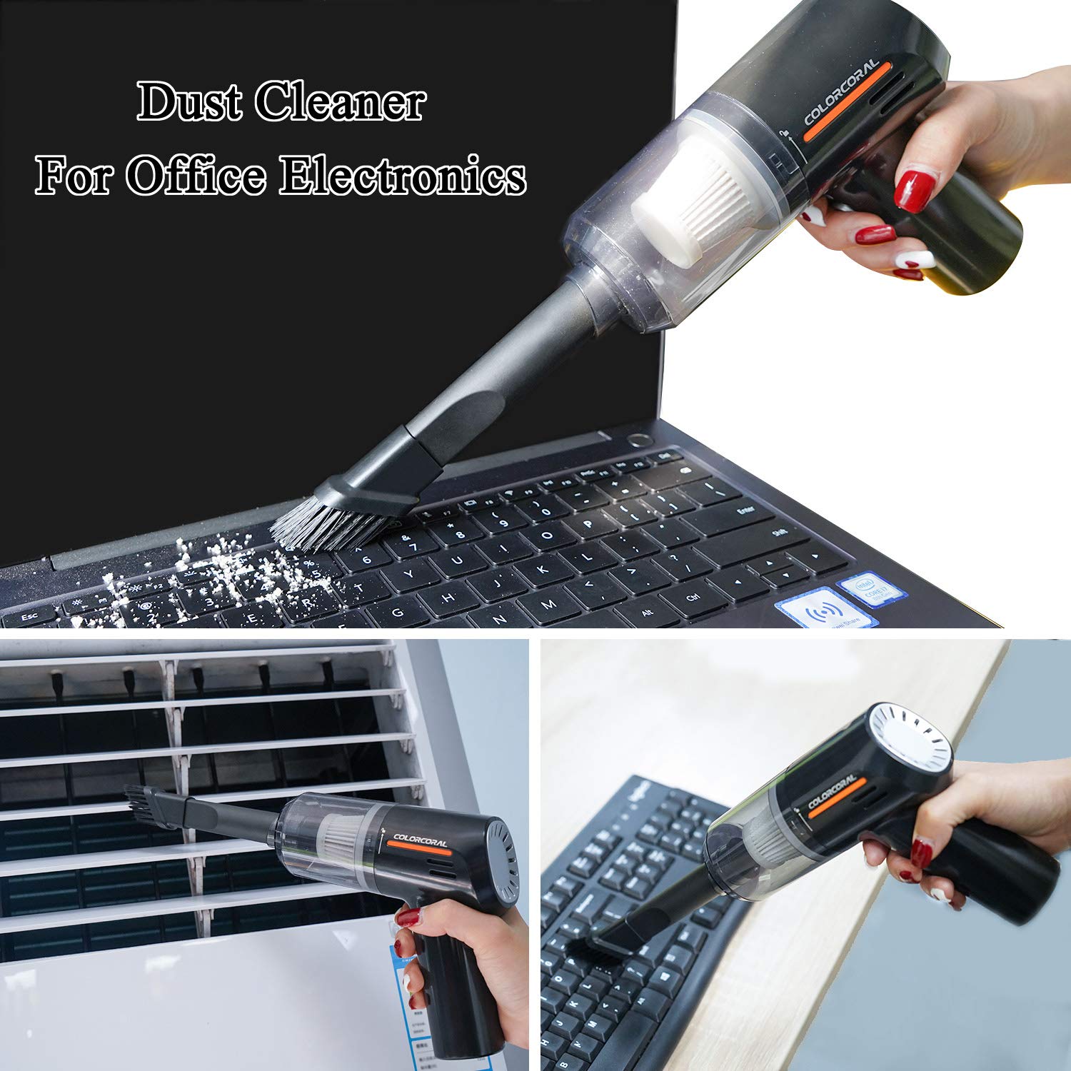 ColorCoral Vacuum Dust Cleaner Rechargeable Computer Vacuum Keyboard Cleaner for Keyboard Dusting Portable Mini Vacuum Cleaner for Car Interior Detailing Home and Office Dust Cleaning