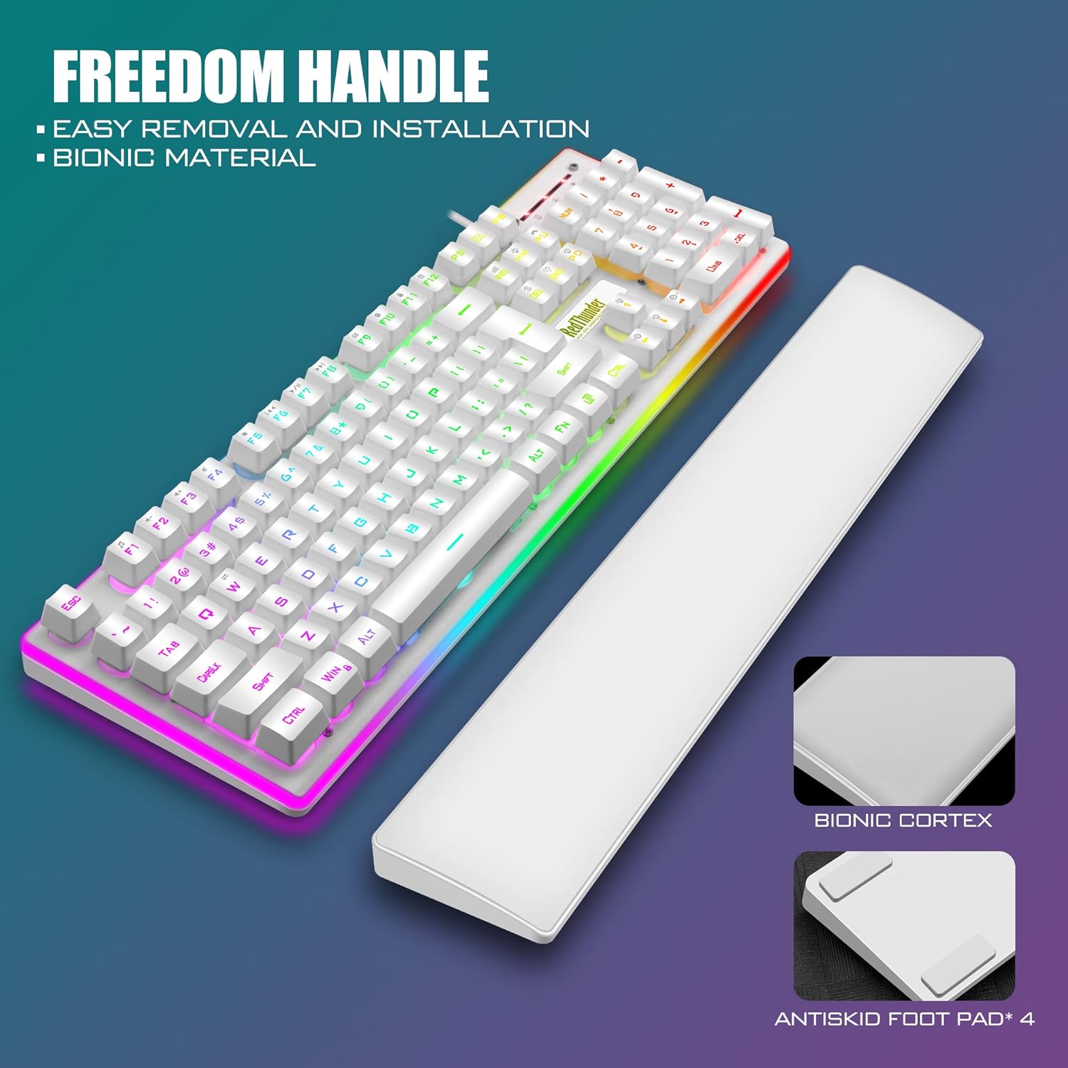 RGB Gaming Keyboard and Mouse Combo,87 Key Gaming Keyboard USB Wired RGB Backlit Gaming Keyboard Mechanical Feeling with Gaming Mouse, White Keyboard Wired Set for PC MAC Chrome PS4 Xbox Laptop