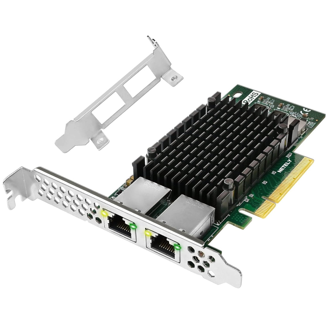 NETELY PCIE X8 to 2X 10GbE Network Adapter, 2X 10Gbps RJ45 Ports, PCIE X8 Lane, Intel X540-AT2 Converged Ethernet Controller, 10GbE PCIE NIC Adapter for Windows and Linux Desktop PCs (X540T2)