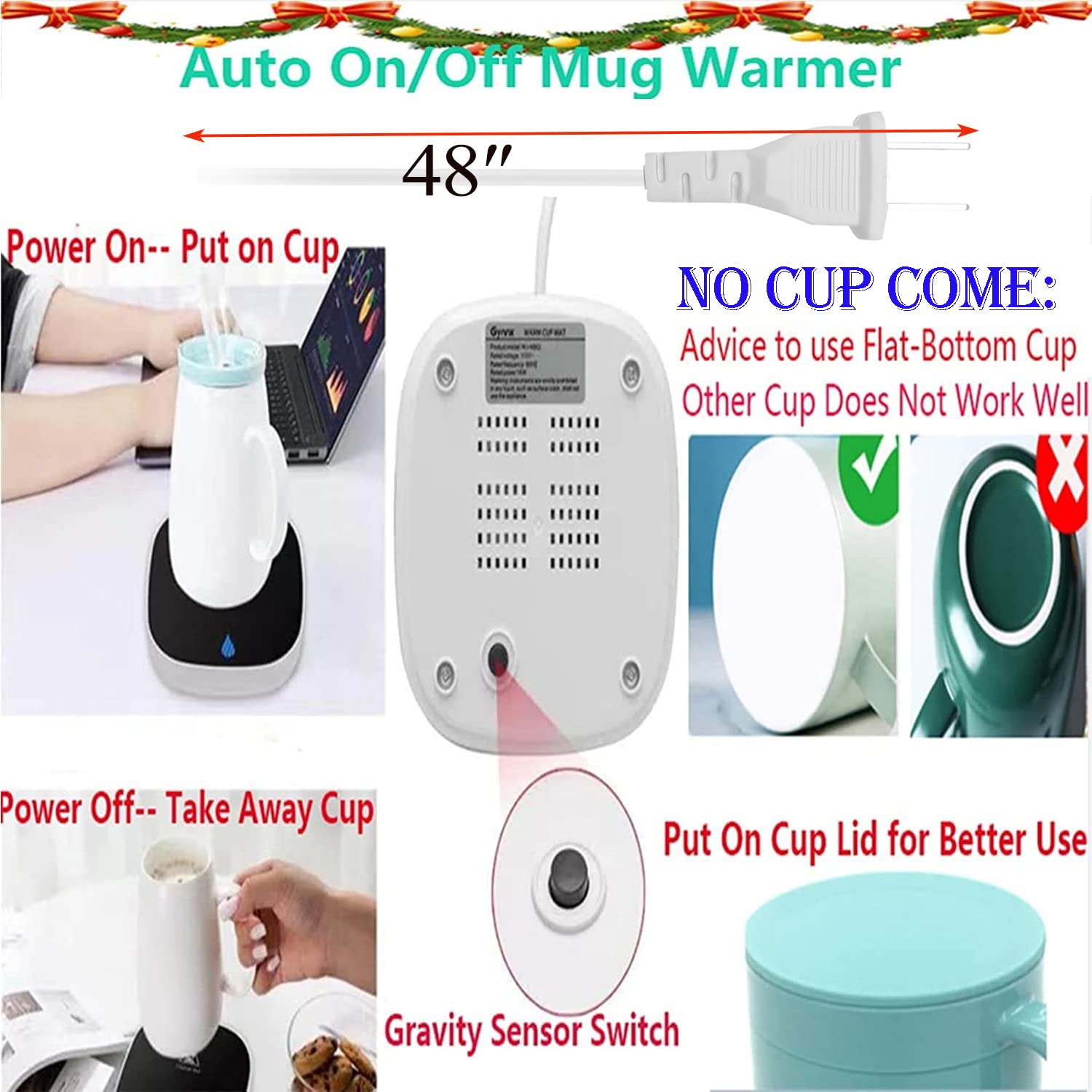 Coffee Mug Warmer for Desk with Auto Shut Off, Coffee Cup Warmer for Desk Office Home-Birthday Coffee Gifts