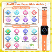 Smart Watch for Kids Watches - Kids Game Smart Watch Girls Boys Ages 4-12 Years with Music Player HD Touch Screen 23 Games Camera Alarm Video Pedometer Flashlight Kids Smartwatch Gift Toys (Orange)