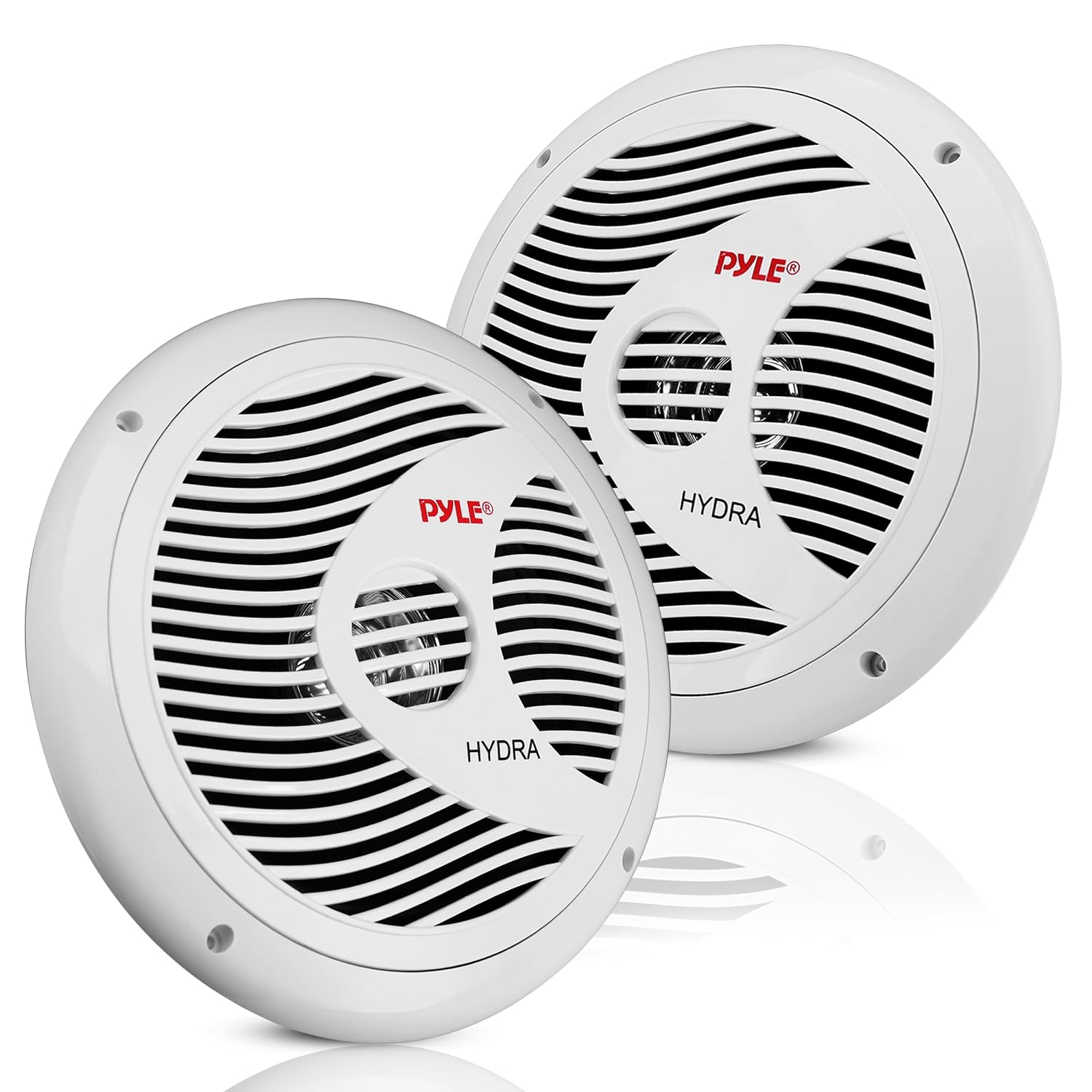 Pyle Dual 6.5'' Waterproof Marine Speakers, Full Range Stereo Sound, 150 Watt, White (Pair)