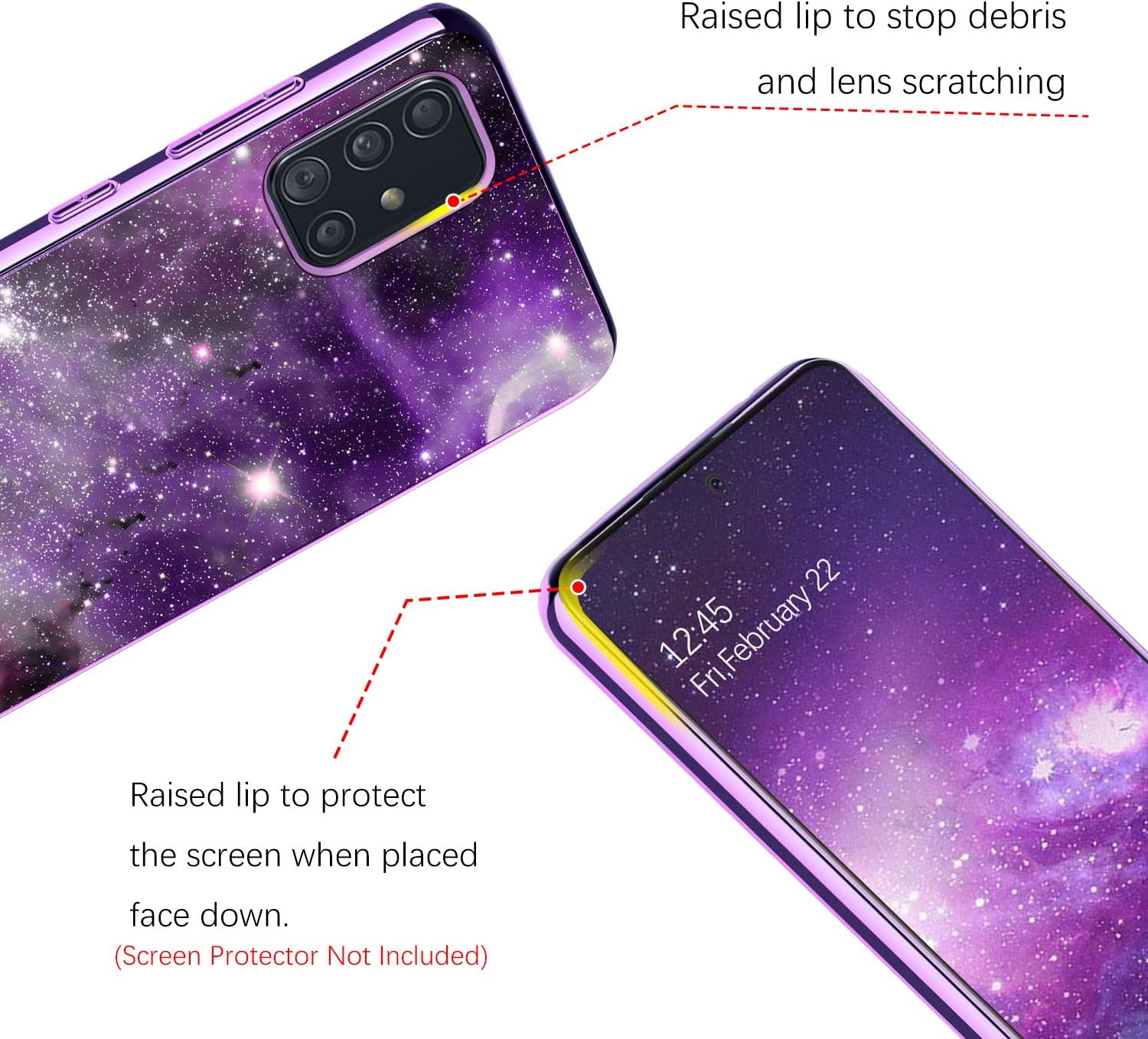 BENTOBEN Samsung A71 5G Case, Slim Fit Glow in The Dark Shockproof Hybrid Hard PC Soft TPU Bumper Anti Scratch Sturdy Non Slip Protective Cover for Samsung Galaxy A71 5G 2020, Nebula