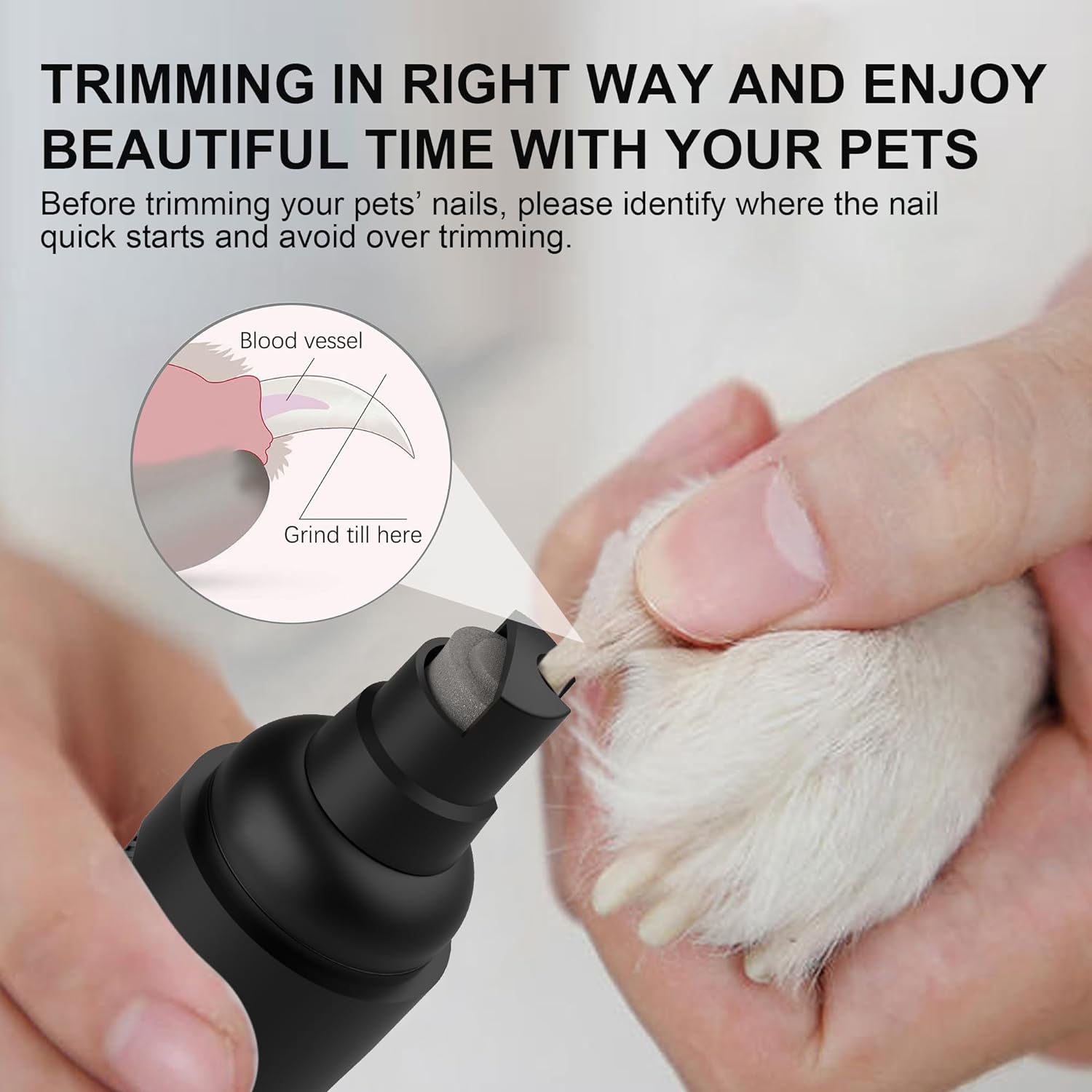 COREWILL Dog Nail Grinder, 3 Intensity Settings, Cordless and Rechargeable Grooming Kit for Large Medium Small Dogs and Cats (Black)