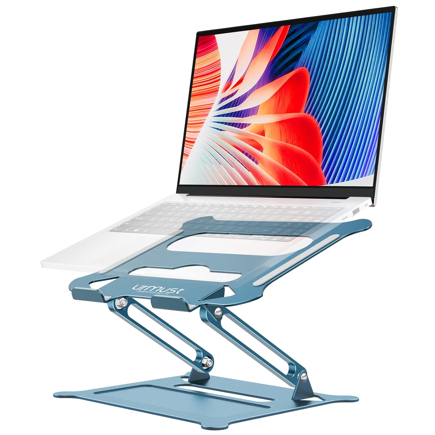 Urmust Laptop Notebook Stand Holder Ergonomic Adjustable Ultrabook Stand Riser Portable Compatible with MacBook Air Pro HP Dell XPS Lenovo All laptops 10-15.6"(Blue)