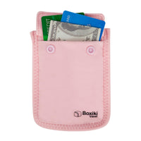 Boxiki Travel Hidden Money Belt for Men & Women - RFID Blocking Waist Pack for Passport, Wallet & Phone - Safe and Secure for Travel, Hidden Bra Wallet (Pink), 4x5.4 inches, Flat Profile