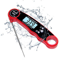 BESTCROF Meat Thermometer with Probe, Digital Instant Read Food Thermometer for Grilling BBQ, Kitchen Cooking, Baking, Liquids, Candy - IP67 Waterproof, Backlight & Calibration - Red/Black