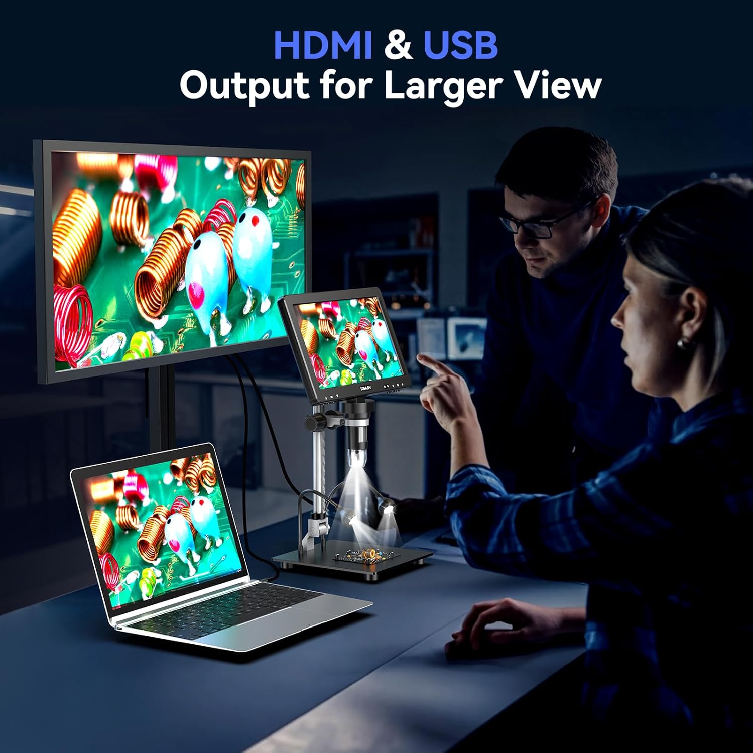 TOMLOV DM9 Max Digital Microscope: 20MP 10.1" 1500X HD IPS – In Use