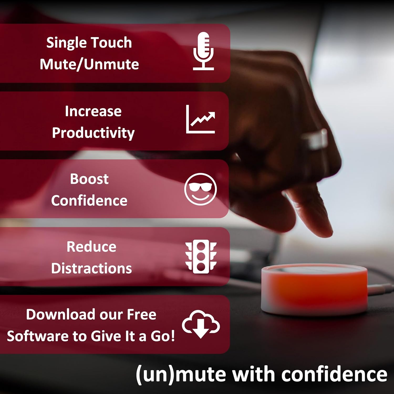 MuteMe - Illuminated Physical Mute Button for Zoom, Teams, WebEx & More (As Seen on Shark Tank)! Mac/PC Compatible. USB Cord & Adapter Included. Free Software Download Required