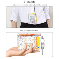 Slim Front Pocket Wallet RFID ID Card Holder Cute Small Wallet with Keychian for Women, White Daisy, Slim