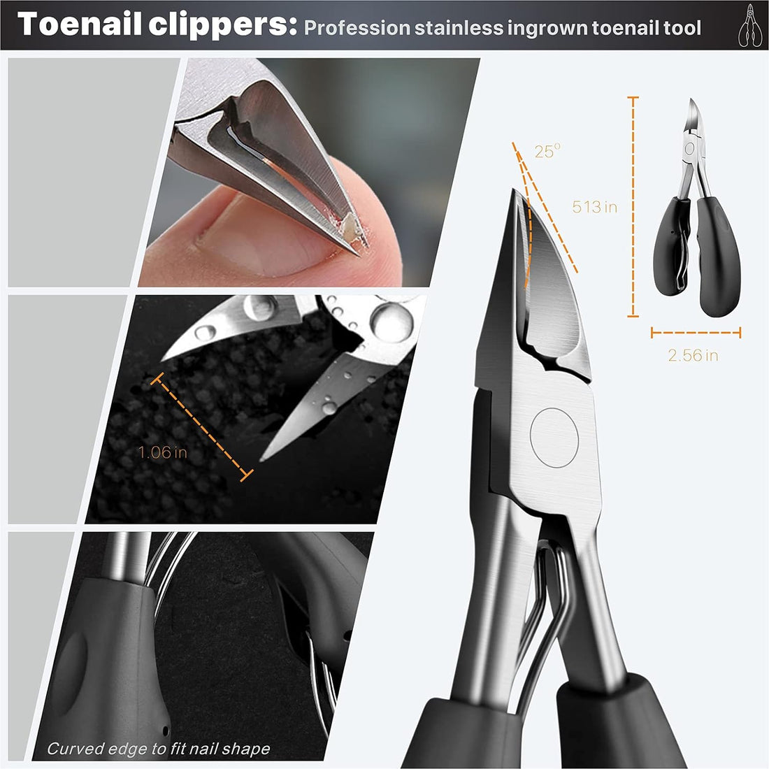 Ingrown Toenail Tools Kit, Ingrown Toenail Removal Correction Clippers, Toe Nail Clipper Set for Ingrown and Thick Nail, Stainless Steel Ingrown Toenail Kit, Professional Pedicure Tool 10PCS