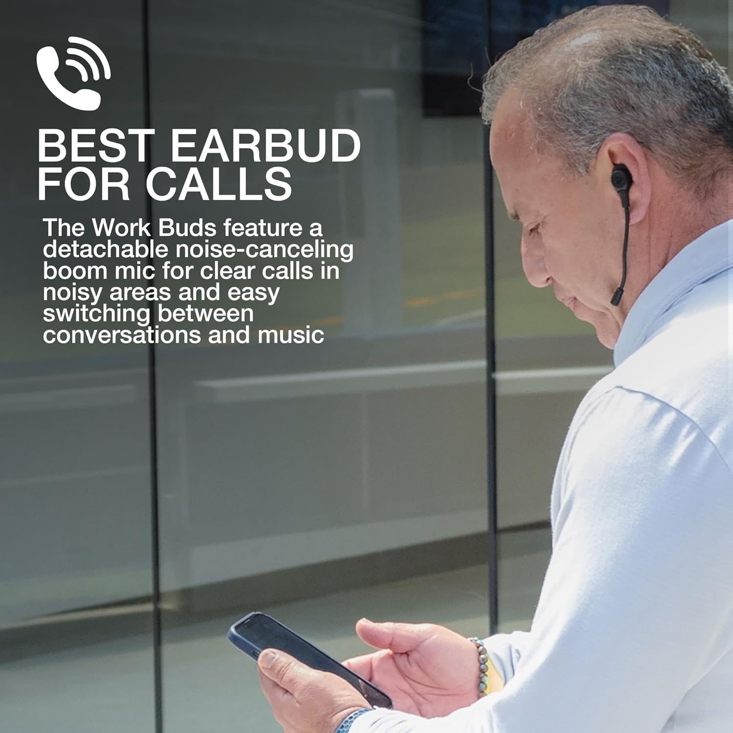 JLab Work Buds in-Ear True Wireless Headset with Detachable – In Use