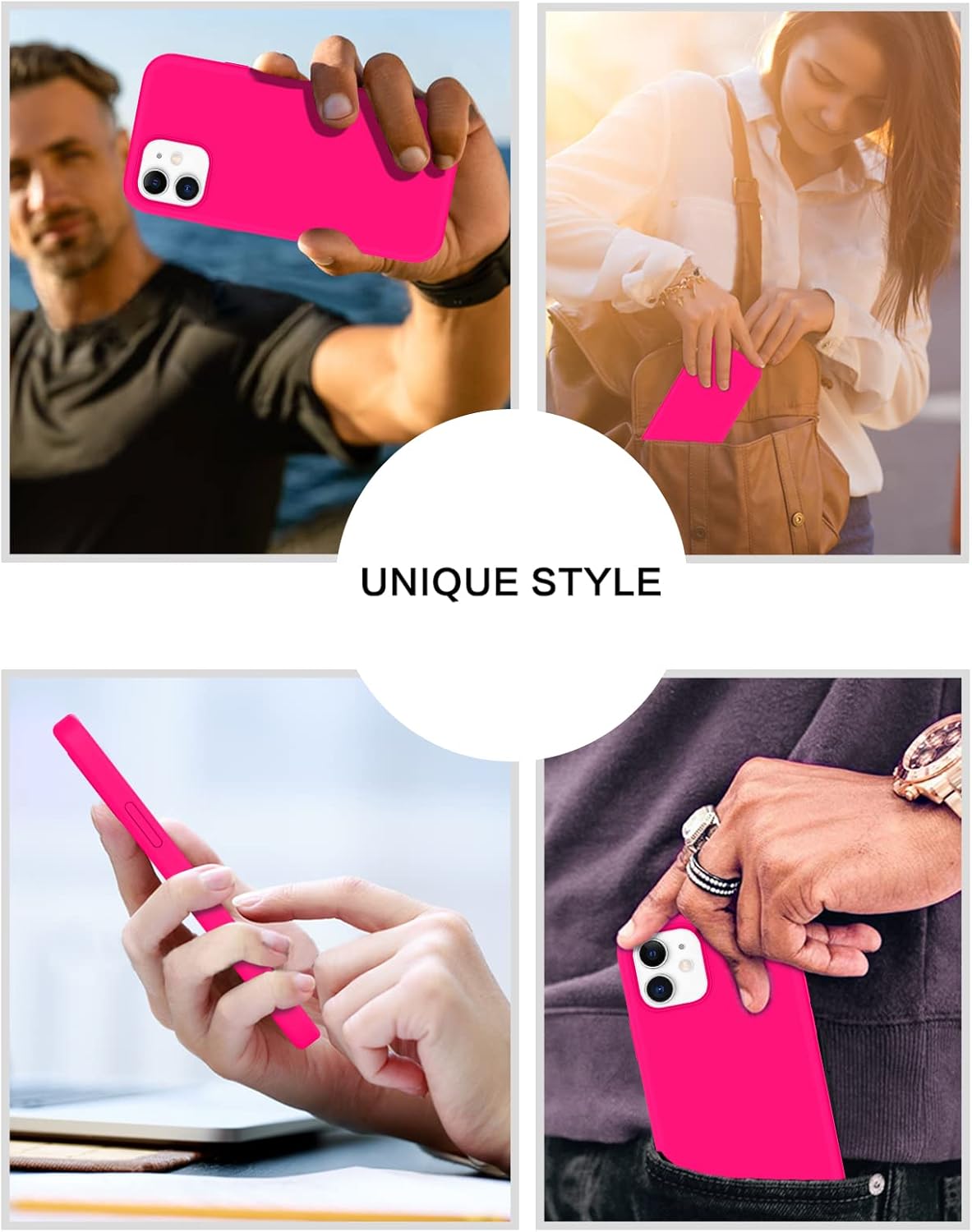 BENTOBEN iPhone 12/12 Pro Case, Soft Silicone Rubber Bumper, Microfiber Lining, Shockproof Protective Cover, 6.1" 2020 - Hot Pink