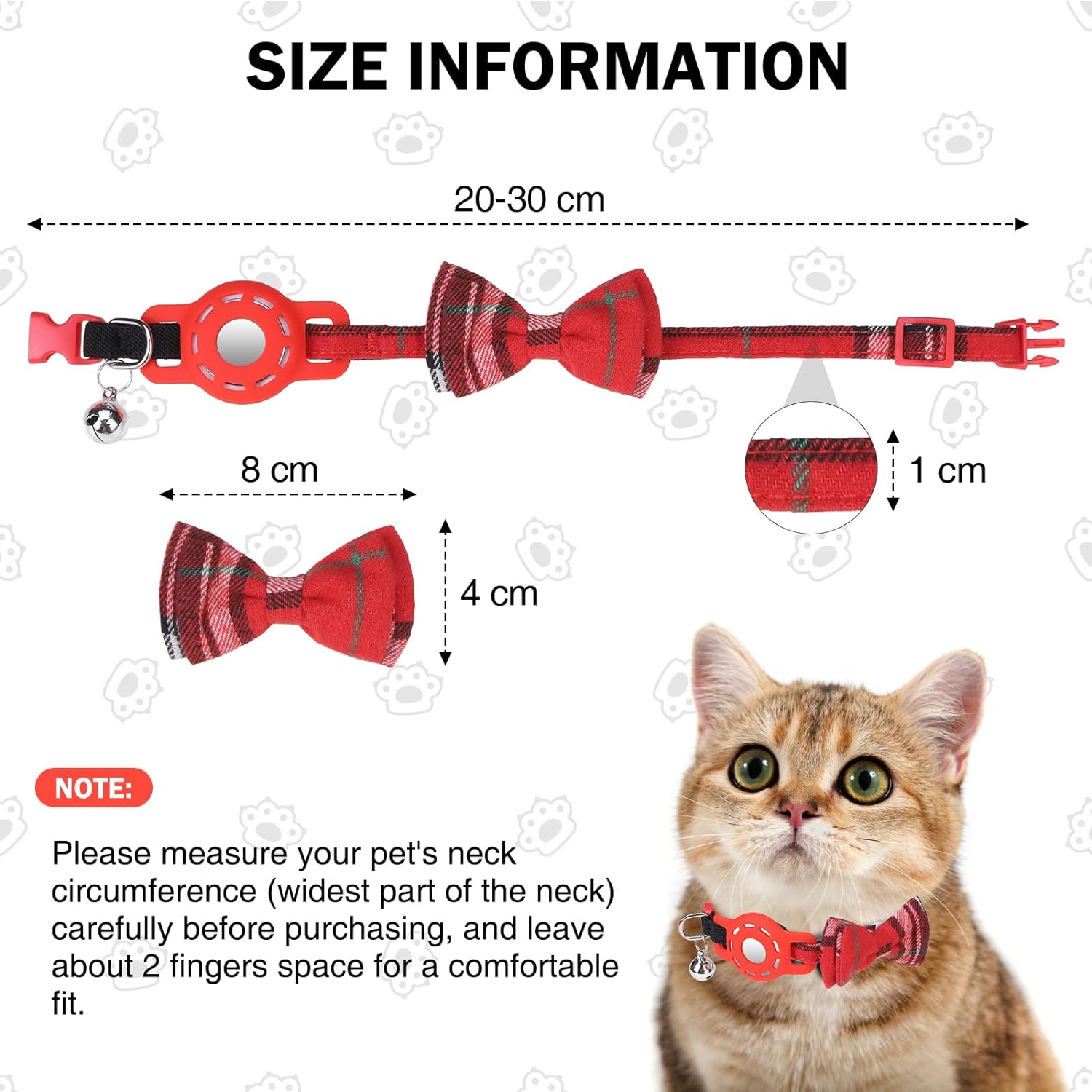 DILLYBUD Airtag Cat Collar with Bells and Bowtie - Cute Safety Elastic Band Adjustable Pet Collars with Waterproof Airtag Holder -GPS Tracker Cat Collars for Girl Boy Cats, Kitten and Puppies