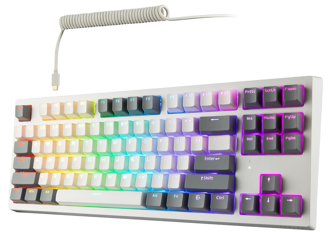 TECWARE Phantom+ 87 Key Mechanical Keyboard, RGB led (White Elite Wraith Brown)