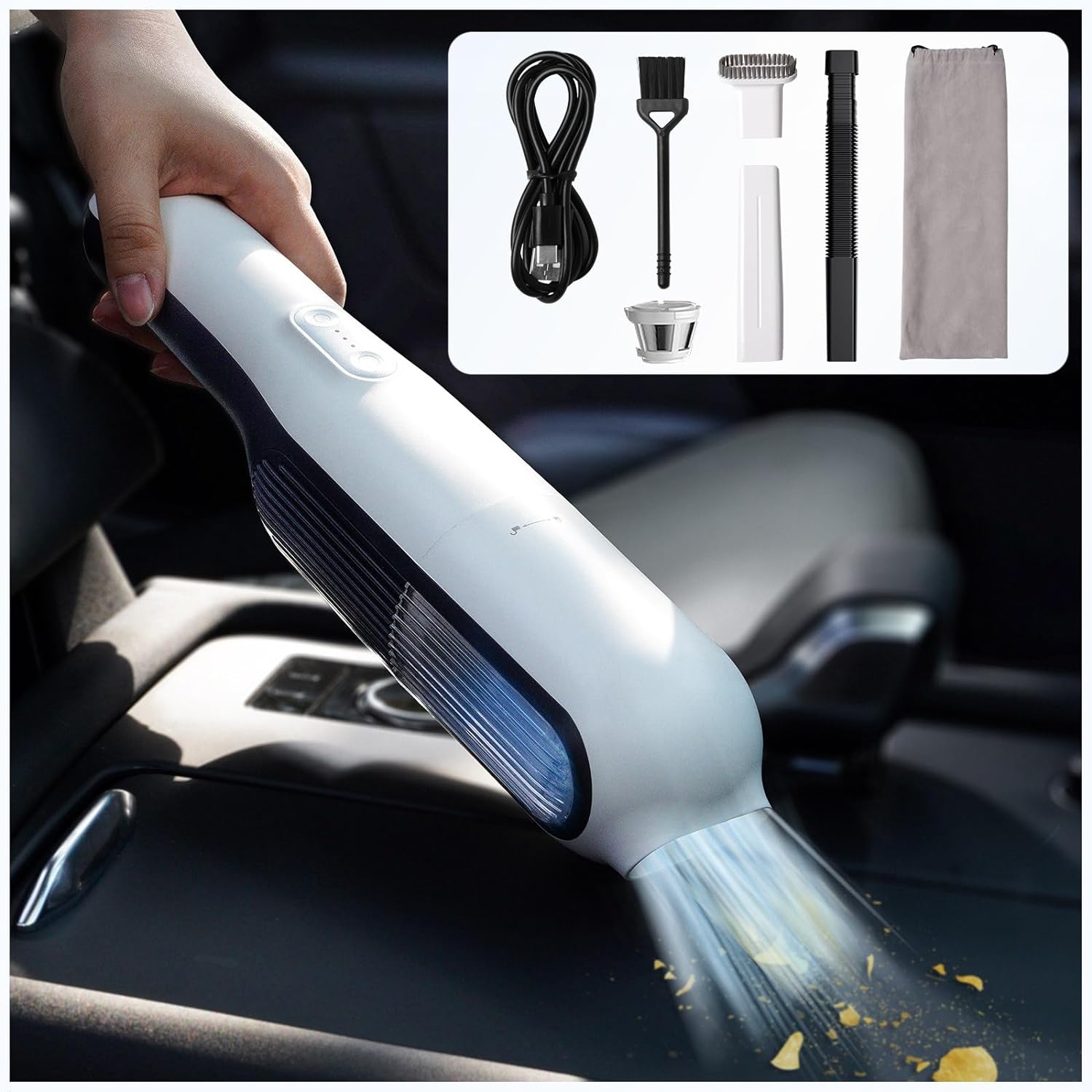 LISEN Portable Handheld Vacuum for Dust Pet Hair Dirt, Powerful Suction Mini Car Vacuum Cleaner Lightweight Hand Held Vacuum Cordless Rechargeable Home Dust Busters Cordless