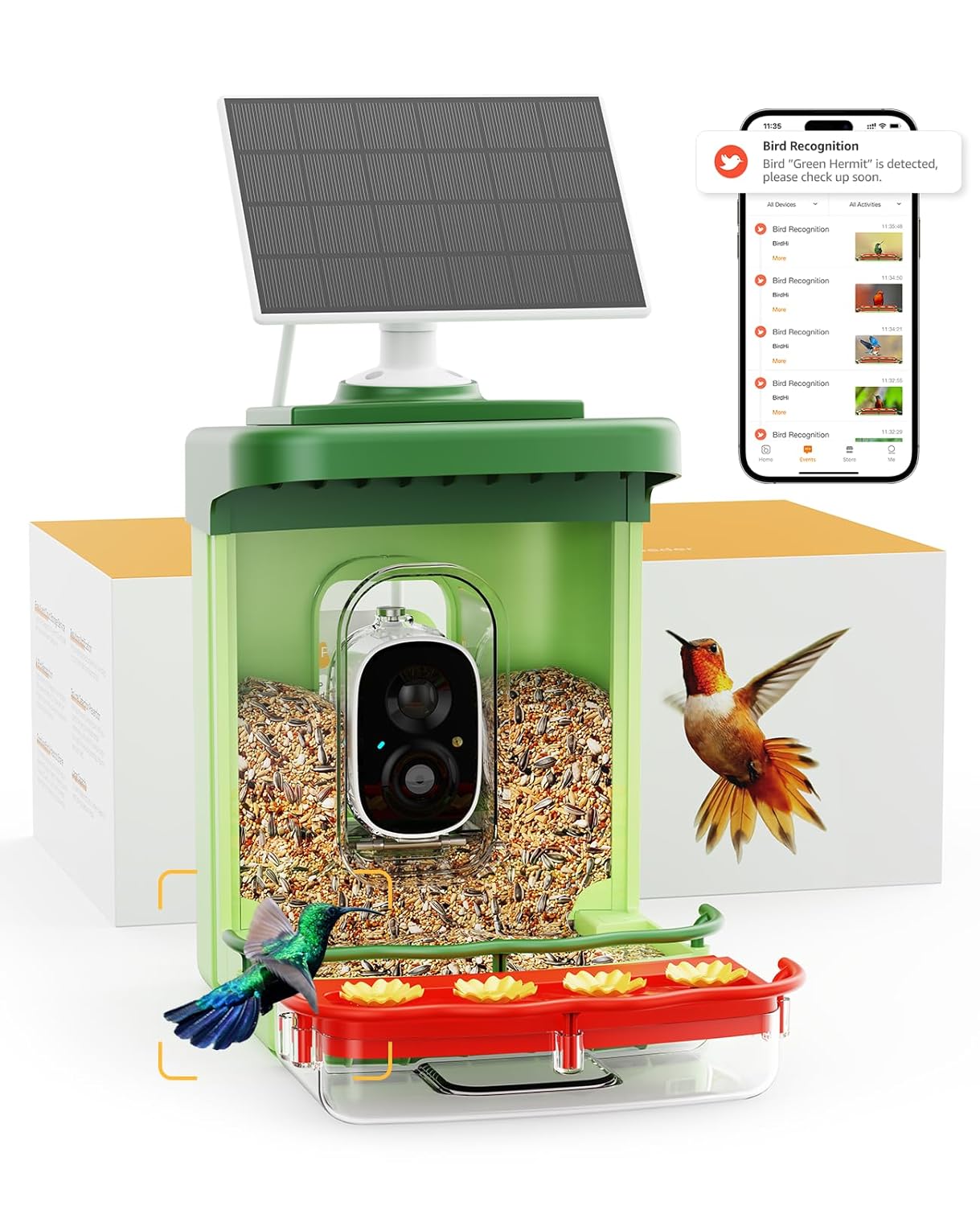 Bilantan BirdHi Ultra-Smart Bird Feeder with Camera Solar Powered, Lifetime Free AI Bird Feeder Camera for Hummingbird, Bird Lover Gifts for Christmas