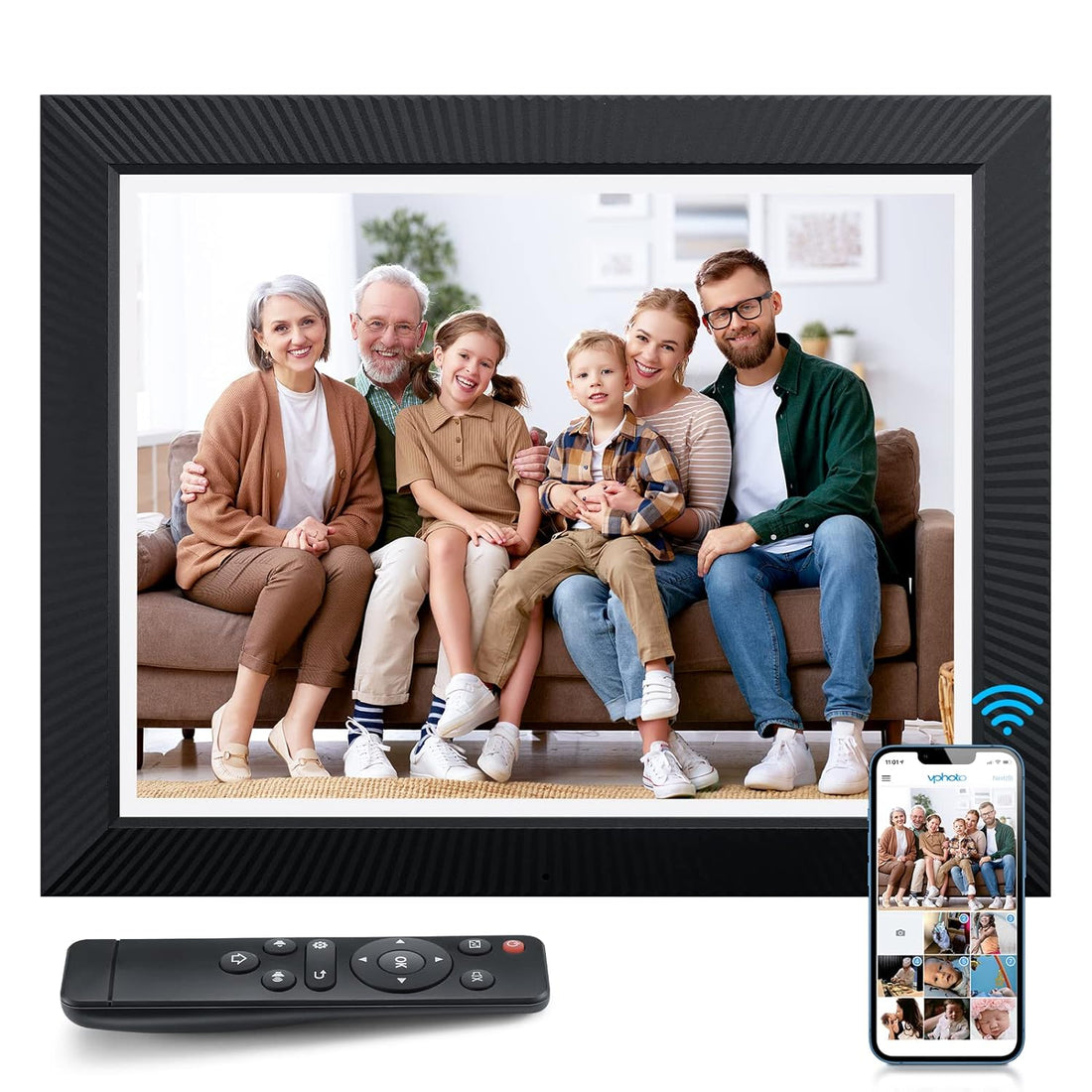 Digital Picture Frame - Benibela 16.2 Inch 32GB Dual WiFi Smart Photo Frame with 1258*930 IPS Touch Screen, Motion Sensor, Remote, Gift Display for Sharing Photo Video Anywhere via App Cloud Email USB