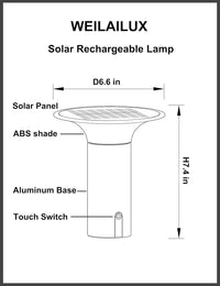 WEILAILUX Solar Outdoor Table Lamp Waterproof, Cordless Table Lamp Rechargeable, Dimmable Battery Operated Night Light for Home Bedroom Patio Camping (Brown)