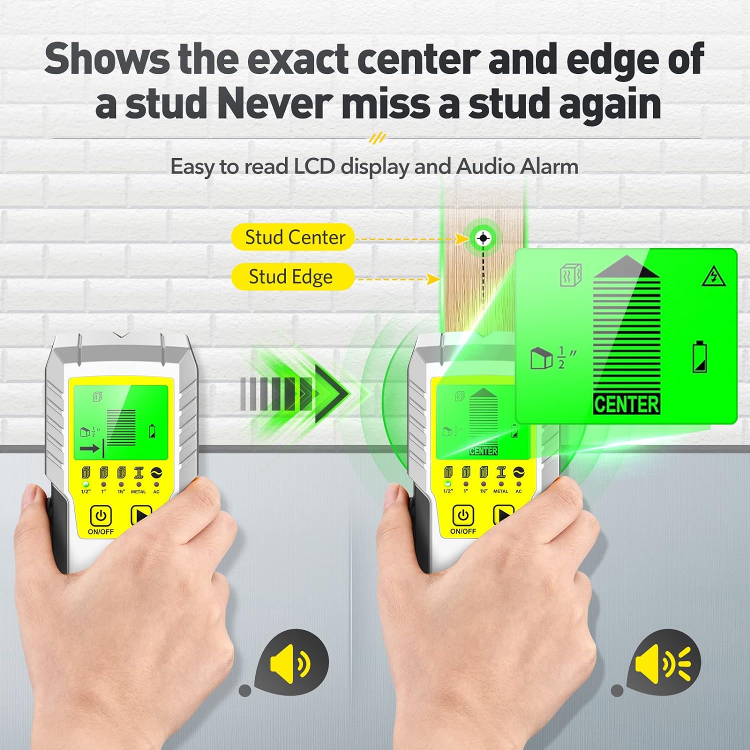 Stud Finder Wall Scanner Sensor - 5 in 1 Stud Sensor Detector Wall Scanner with LCD Display Beam Finders for the Center and Edge of Metal Wood AC Wire Studs Pipe Joist Detection