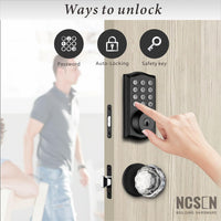 Digital Keyless Entry Door Lock with Handle, Keypad Deadbolt Lock for Front Door, Smart Combination Lock Crystal Door Knob
