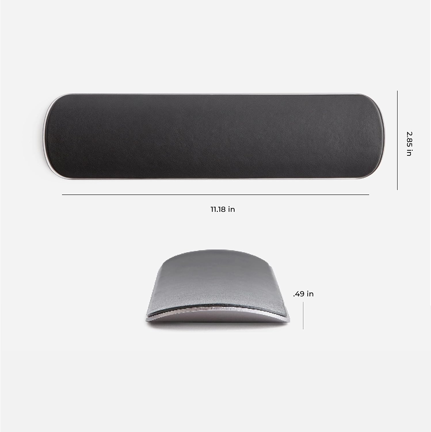 HumanCentric Keyboard Wrist Rest Pad - Wrist Support for Keyboard, Premium Office Desk Accessories in Space Gray Aluminum and Black Synthetic Leather, Ergonomic Wrist Rests for Computer Keyboard