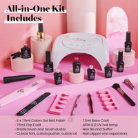 Beetles Pastel Pink Confetti Collection Gel Nail Polish Kit with 48W LED Nail Lamp Dryer Spring into Summer Gel Polish Starter Kit Salon DIY Home Gel Nail Kit Manicure Set Gifts for Women