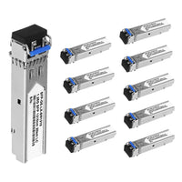 10Pcs SFP Network Transceiver Module, 1.25 Gigabit Single Mode LC Duplex 1000BASE-LX Dual Fiber SFP 20km 1310nm