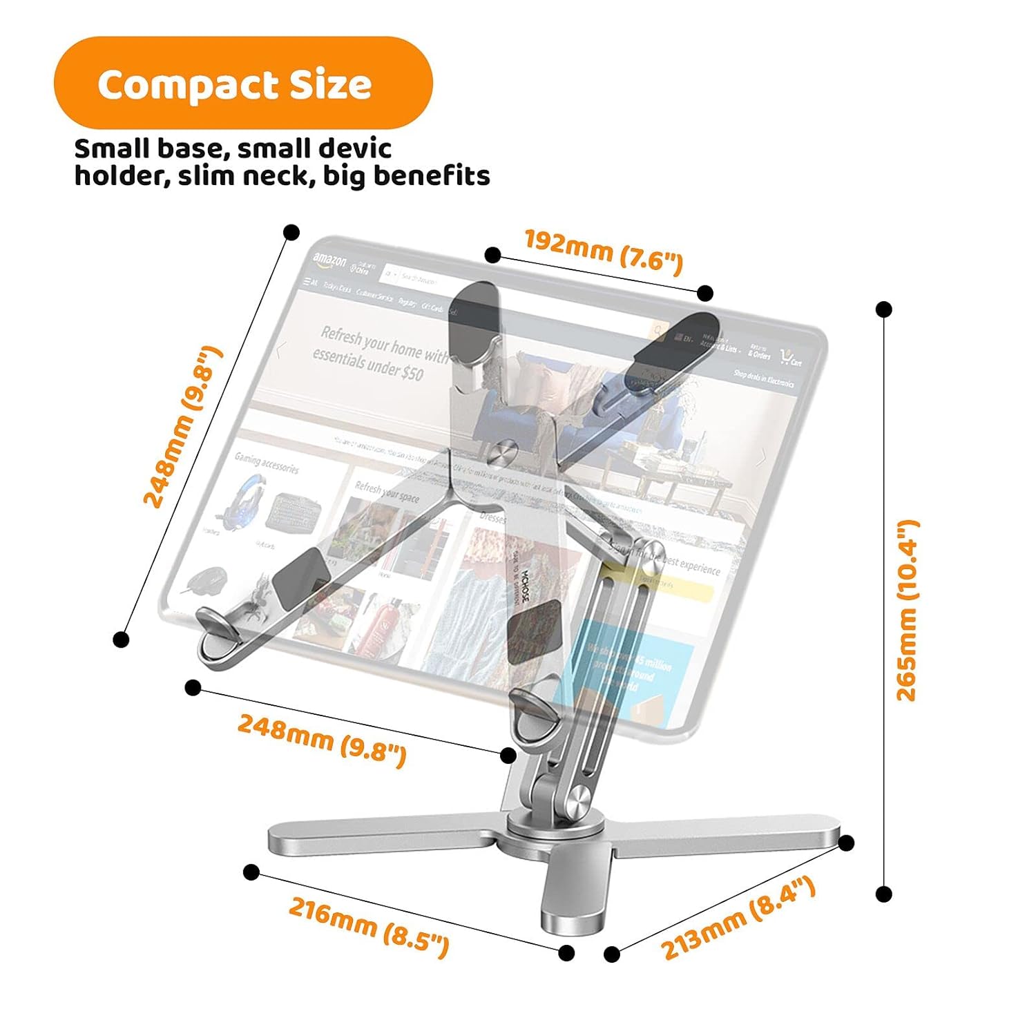 Moallia Ergonomic Laptop Riser Telescopic 360 Rotating Laptop Stand for Desk Collaborative Work, Fully Foldable for Easy Storage, Fits All MacBook, Laptops up to 16 inches