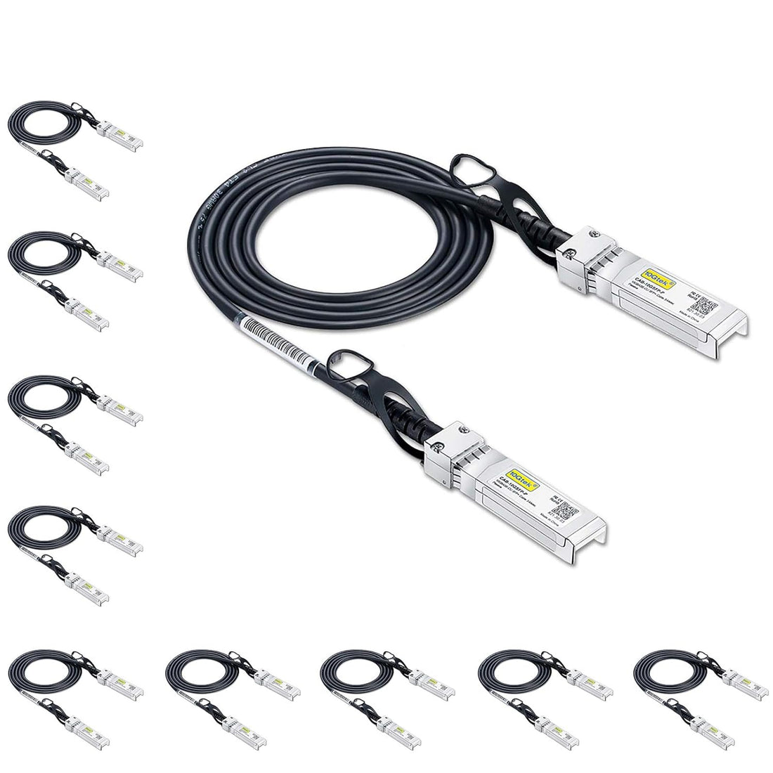 10Gtek# [10-Pack 10G SFP+ DAC Cable - 10GBASE-CU Passive Direct Attach Copper Twinax SFP Cable for Cisco SFP-H10GB-CU1.5M, Ubiquiti UniFi, D-Link, Supermicro, Netgear, Mikrotik, Fortinet, 1.5m