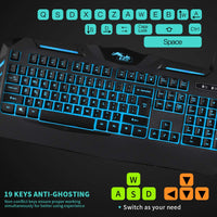 BAKTH 7 Colors LED Backlit Gaming Keyboard, Mechanical Feeling and Waterproof, Illuminated USB Wired Keyboard for Pro PC Gamer or Office
