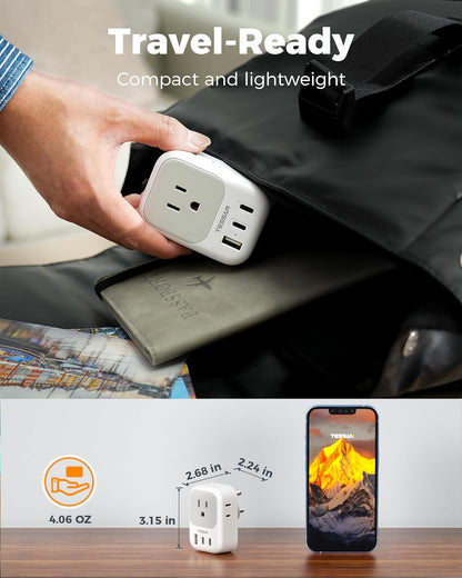 US to India Plug Adapter: TESSAN Type D Travel Adapter with – In Use
