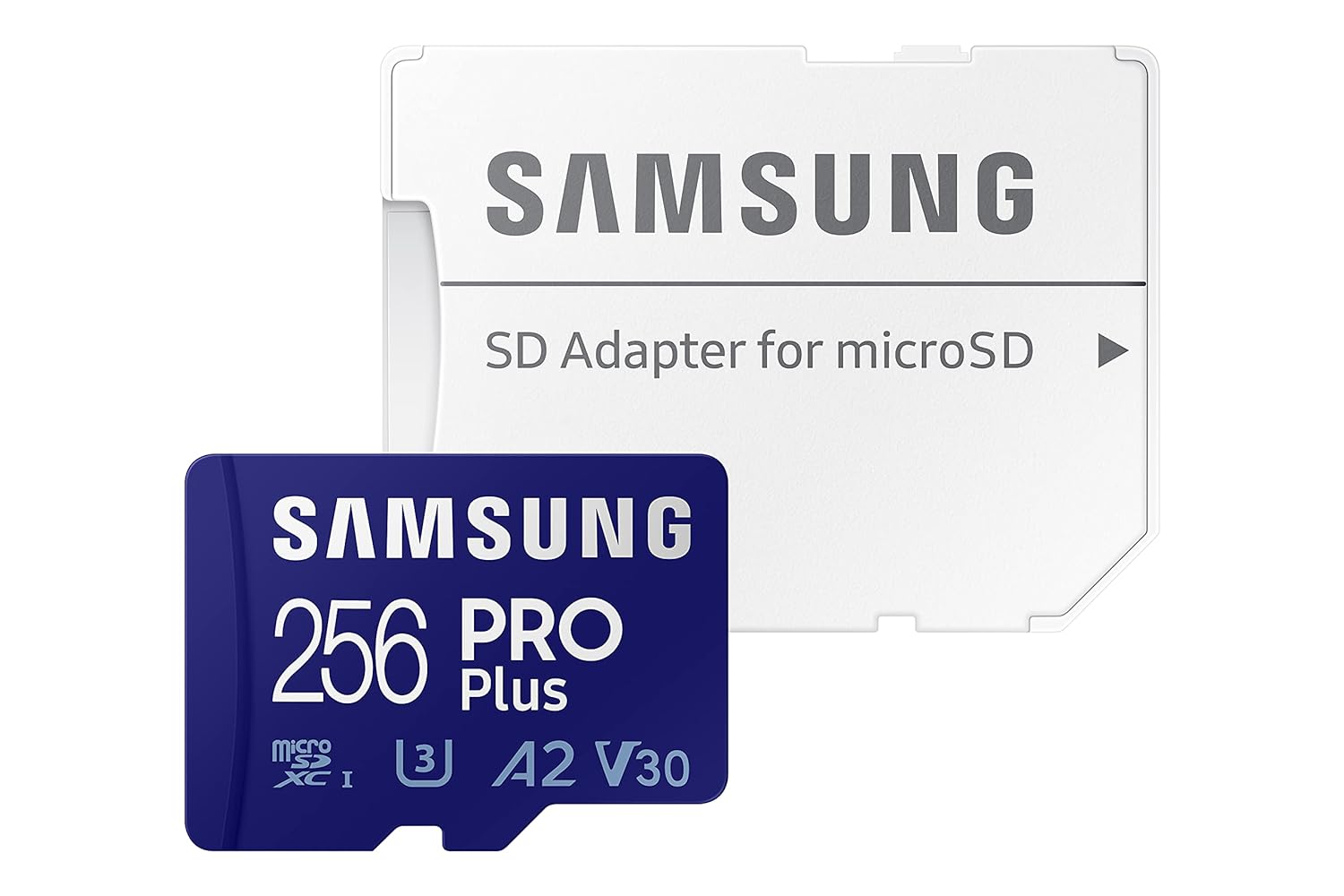 SAMSUNG Pro Plus Micro SD Memory Card + Adapter, 256GB microSDXC, Up to 160MB/s UHS-I, U3, A2, V30Full HD & 4K UHD, Expanded Storage for Phone, Gaming, Tablet, MB-MD256KA/AM