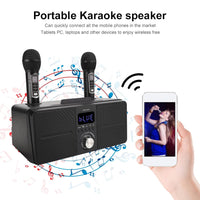 Karaoke Machine for Adults Kids, Portable Speaker with 2 Wireless Microphones, Karaoke Speaker Support SD Card, USB, AUX in, for Home Parties, Meetings, Birthday (Black)