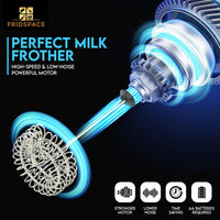 Handheld portable milk frother durable double whisk electric coffee machine, battery operated stainless steel milk mixer with stand, instant foam maker for latte, cappuccino, hot chocolate, Frappe