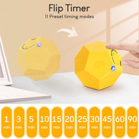 Pomodoro Timer, 11 Preset Time Productivity Timer, Ring/Vibrate Mode Productivity Cube, Type C Rechargeable Kitchen Cooking Timer for Cooking, Learning, Exercise and Beauty-Yellow