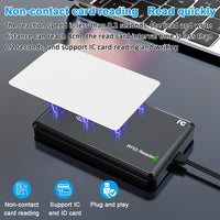RFID Reader 125KHz/13.56Mhz Dual-Frequency Reader 1326 Family Proximity Cards & EM4100 ID Card USB Reader Support ISO 14443-A/B Protocol, IC Card and ISO15693 Protocol Labels Contactless Card Reader