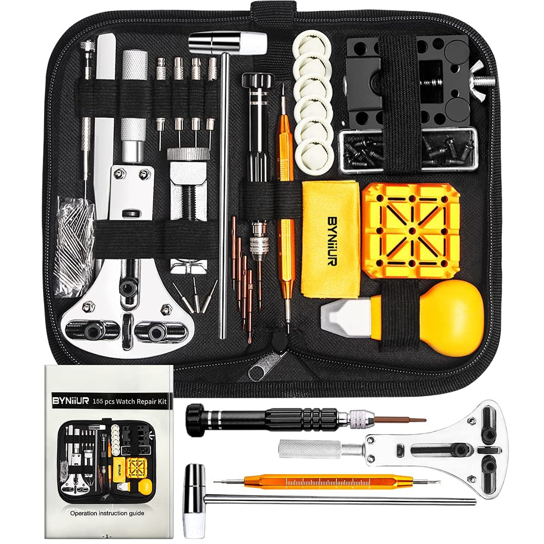 AULITER Watch Repair Kit,Watch Case Opener Spring Bar Tools,Watch Battery Replacement Tool Kit,Watch Band Link Pin Tool Set with Carrying Case