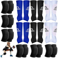 Breathffy 6 Pairs Volleyball Knee Pads and 6 Pairs Volleyball Padded Passing Sleeves Protective Knee Brace Forearm Elbow Sleeve for Youth Teen Train Accessories