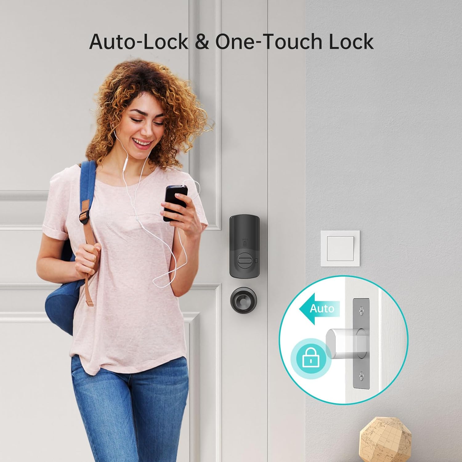 Smart Lock for Front Door Lock Set - Keyless Entry Deadbolt with Handle Knob - Electronic Door Lock with Keypad - Hornbill Smart Door Lock Handle Set - Smart Deadbolt Code App Unlock