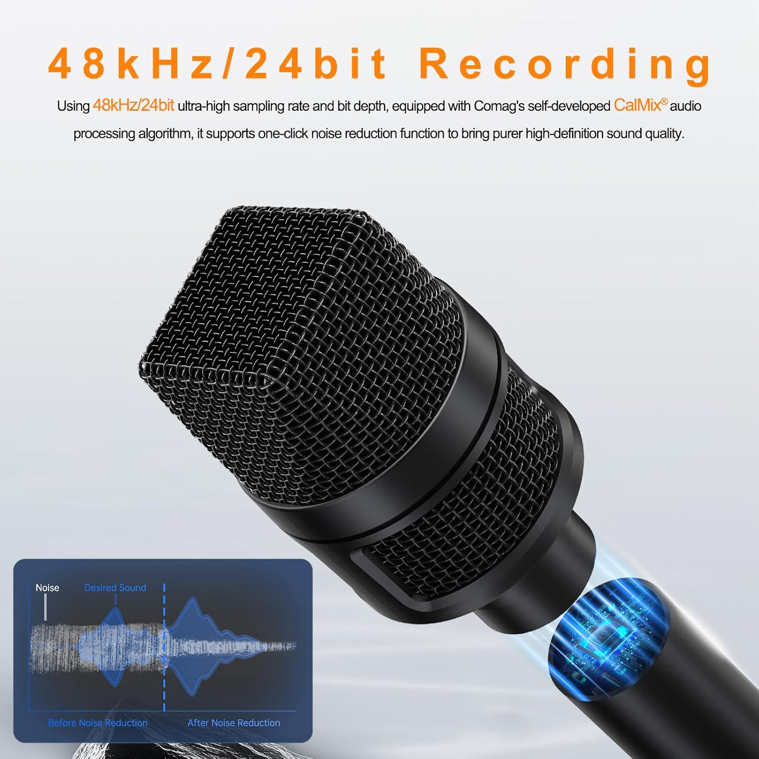 COMICA Revo S Wireless Handheld Microphone for iPhone 15 16 – Side View
