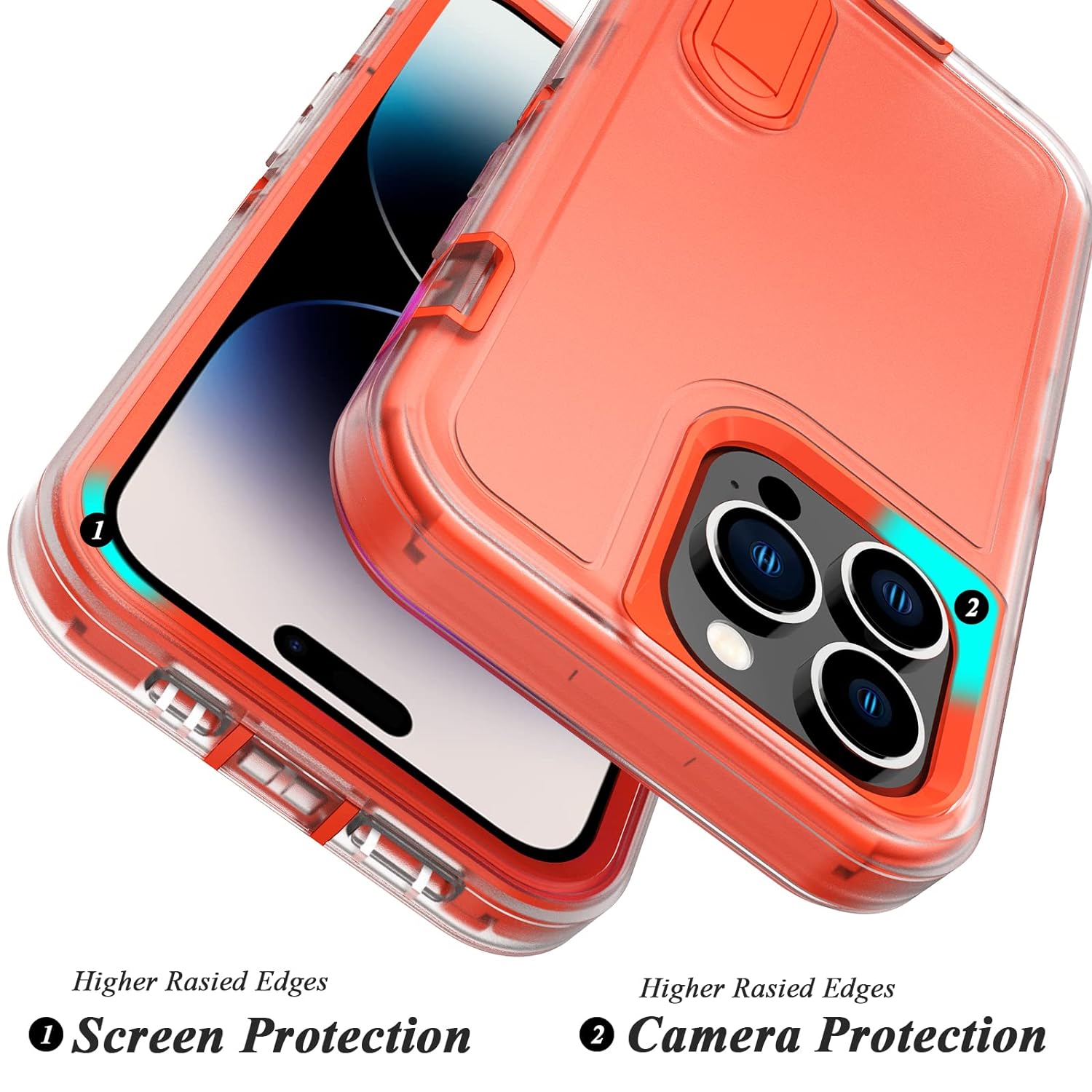 Qireoky for iPhone 14 Pro Max Case[3 in 1 Extreme Protective] Heavy Duty Shockproof Anti-dust Port Cover Non-Slip Multi Layers Bumper Dropproof Kickstand Phone Case for iPhone 14 Pro Max(Orange)