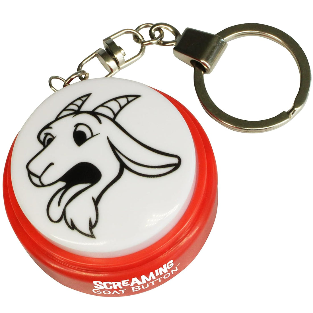 Screaming Goat Keychain Button | Gag Gifts for Men and Women | Screaming Goat Desk Toy Talking Button with a Funny Goat Scream | The Original Goat Scream, Red, Small