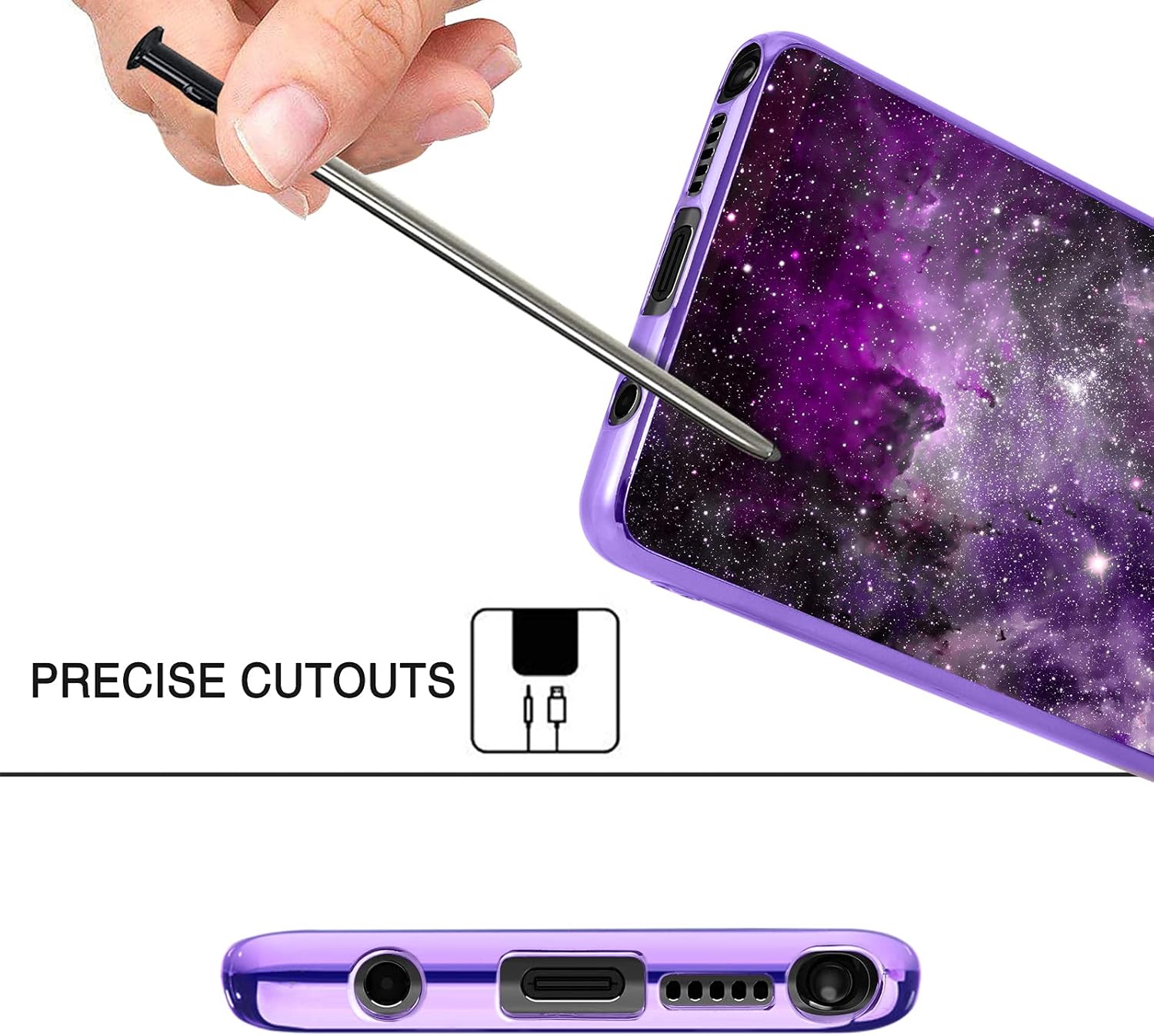 BENTOBEN Moto G Stylus 5G Case - Slim Fit, Glow in the Dark, Hybrid PC & TPU Bumper, Protective Cover, 6.8" - Purple Nebula