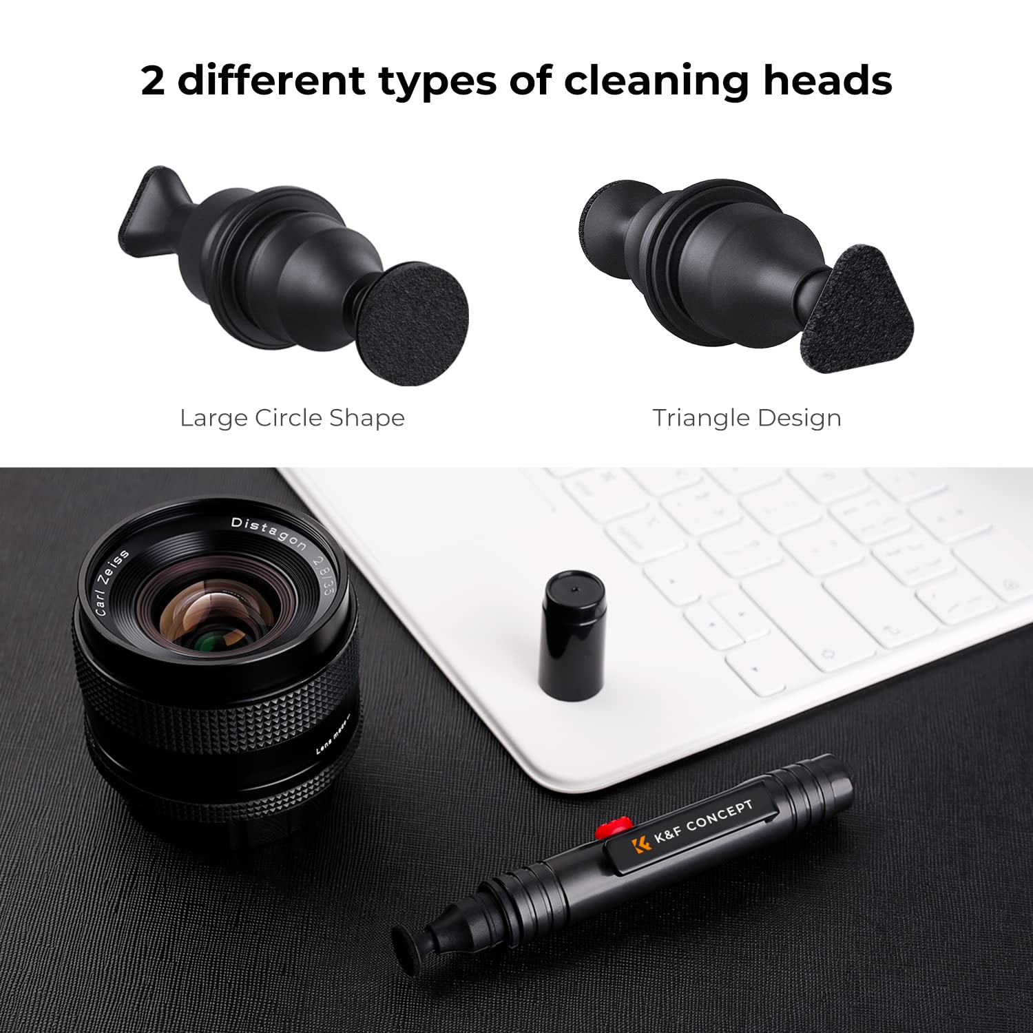 K&F Concept Lens Cleaning Pen with Soft Brush, Double-Sided Carbon Head for Camera Lens, Optical Lens, Glasses, Cosmos/Valve Index /PS4 PS5 VR Headset, Drone Dust and Fingerprint Cleaning