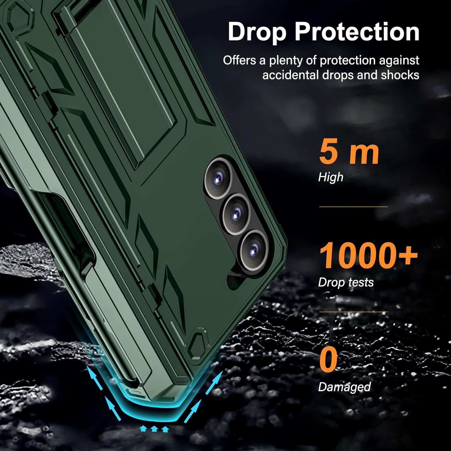 LONTECT for Galaxy Z-Fold 5 5G Case Military Grade Protection Shockproof Heavy Duty Case Built in Screen Protector&S Pen Slot Rugged Drop Protective Cover Case for Samsung Galaxy Z Fold 5,Green