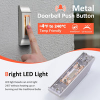 Wired LED Lighted Doorbell Button, Preciva Strong Wall Mounted Door Doorbell Push Button for Most Door Bell Chimes