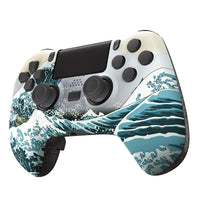 eXtremeRate The Great Wave Decade Tournament Controller (DTC) Upgrade Kit for PS4 Controller JDM-040/050/055, Upgrade Board & Ergonomic Shell & Back Buttons & Trigger Stops - Controller NOT Included