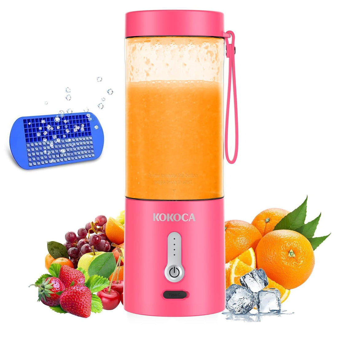 Portable Blender for Shakes and Smoothies, KOKOCA Personal Travel Blender for Protein with 4000mAh USB Rechargeable Battery, Crush Ice, Frozen Fruit and Drinks, 18 oz Mini Cup