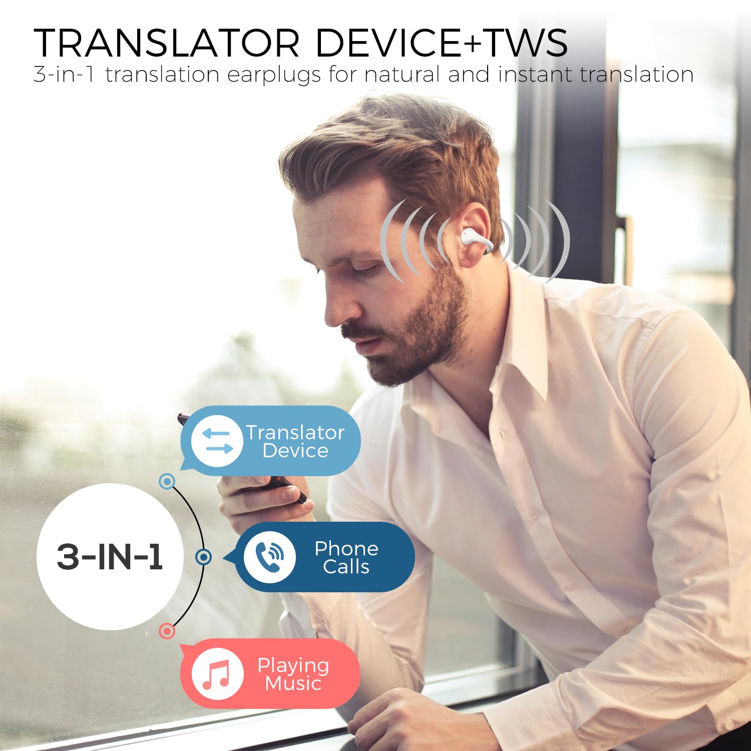 Language Translator Earbuds Offline Translator Language Translator Device with 74 Languages & 70 Accent 144 Languages Online Instant Voice Language Translator with Bluetooth & APP Translator Earbuds